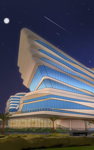 Conrad Hotel Night time Background Artwork